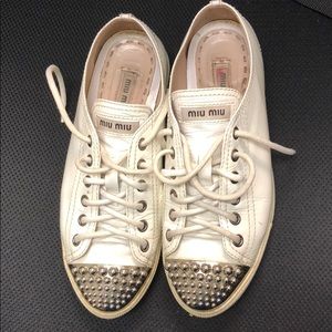Miu Miu white patent leather sneakers